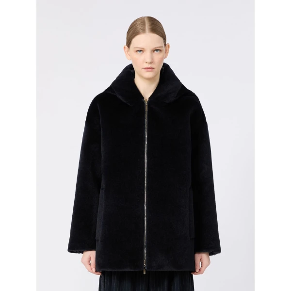 Max Mara Olivia Reversible Wool and Alpaca Puffer Jacket in Midnight Blue | Jackets | Coveti