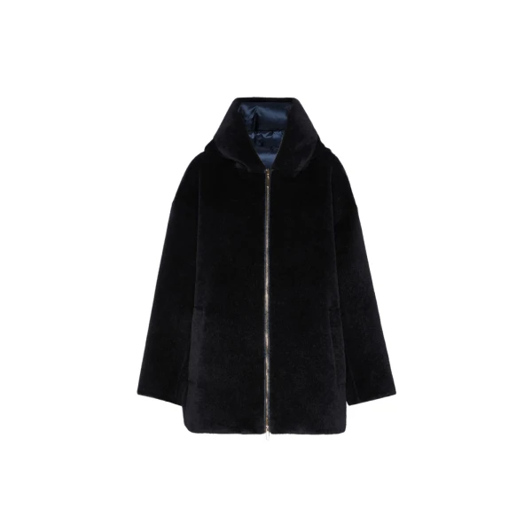 Max Mara Olivia Reversible Wool and Alpaca Puffer Jacket in Midnight Blue | Jackets | Coveti