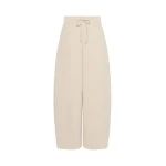 Max Mara Olmo Technical Cotton Jersey Barrel-Leg Trousers in Stone Grey | Wide leg pants | Coveti