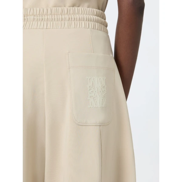 Max Mara Olmo Technical Cotton Jersey Barrel-Leg Trousers in Stone Grey | Wide leg pants | Coveti