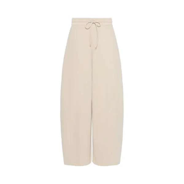 Olmo Technical Cotton Jersey Barrel-Leg Trousers in Stone Grey