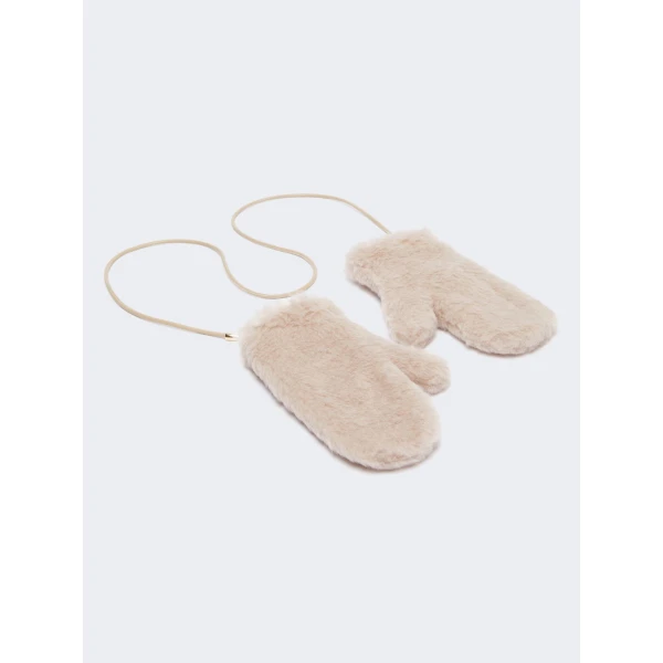 Max Mara Ombrato Alpaca and Wool Teddy Mittens in Beige | Gloves | Coveti