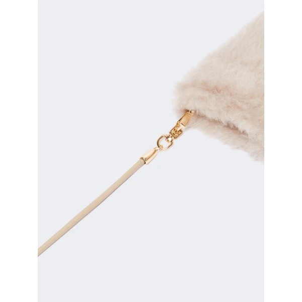 Max Mara Ombrato Alpaca and Wool Teddy Mittens in Beige | Gloves | Coveti