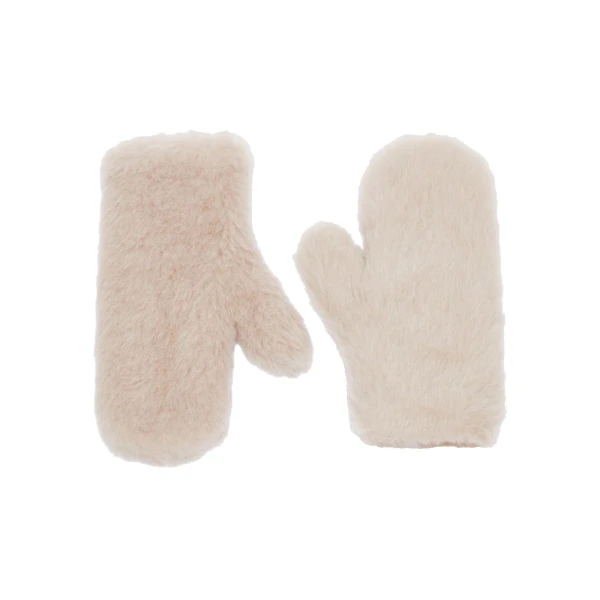 Ombrato Alpaca and Wool Teddy Mittens in Beige