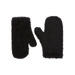 Max Mara Ombrato Alpaca and Wool Teddy Mittens in Black | Gloves | Coveti
