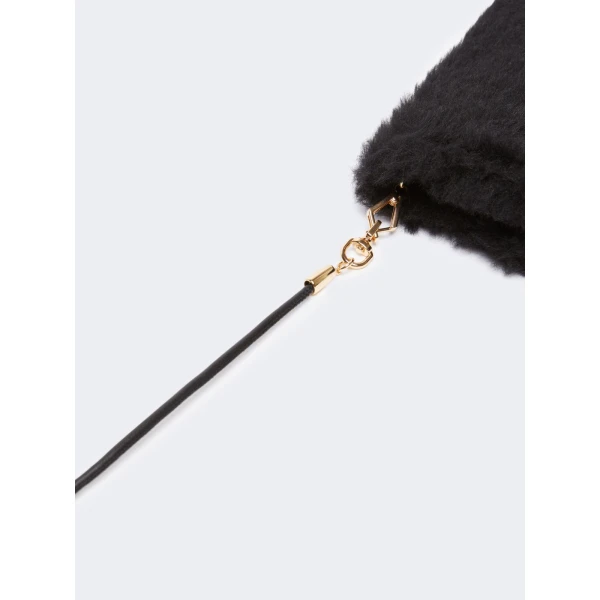 Max Mara Ombrato Alpaca and Wool Teddy Mittens in Black | Gloves | Coveti