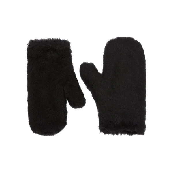 Ombrato Alpaca and Wool Teddy Mittens in Black