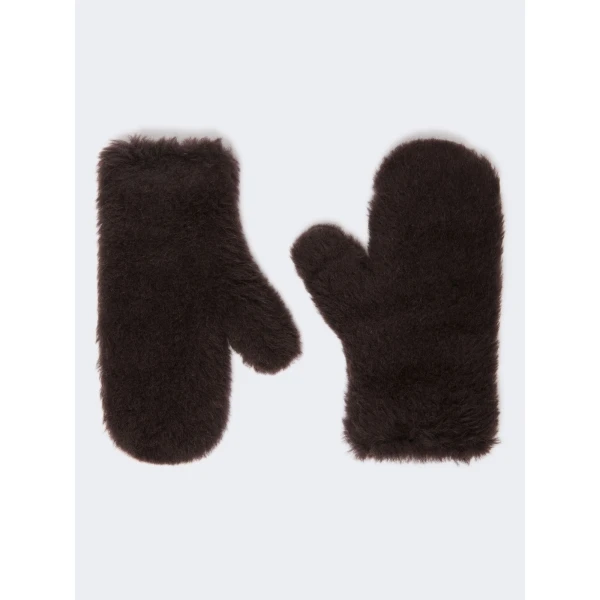 Max Mara Ombrato Alpaca and Wool Teddy Mittens in Brown | Gloves | Coveti