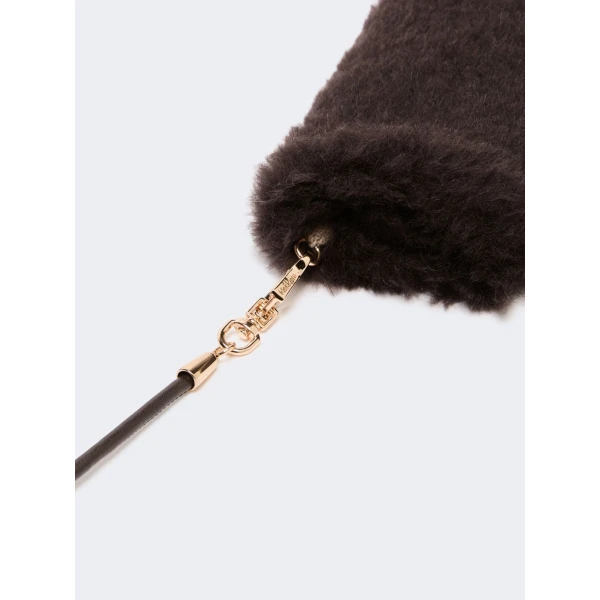 Max Mara Ombrato Alpaca and Wool Teddy Mittens in Brown | Gloves | Coveti