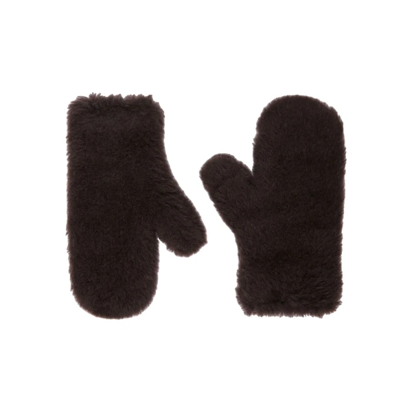 Max Mara Ombrato Alpaca and Wool Teddy Mittens in Brown | Gloves | Coveti