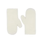 Max Mara Ombrato Alpaca and Wool Teddy Mittens in Optical White | Gloves | Coveti