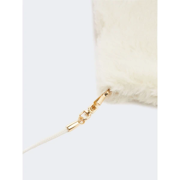 Max Mara Ombrato Alpaca and Wool Teddy Mittens in Optical White | Gloves | Coveti