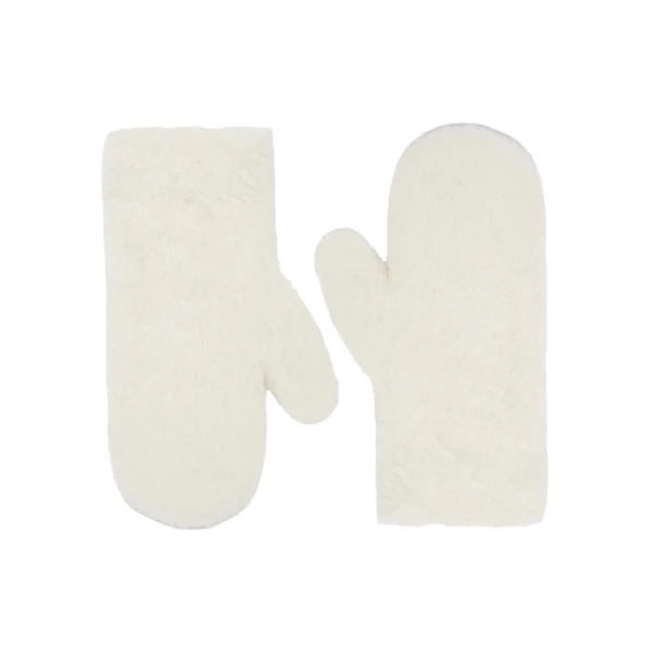 Ombrato Alpaca and Wool Teddy Mittens in Optical White