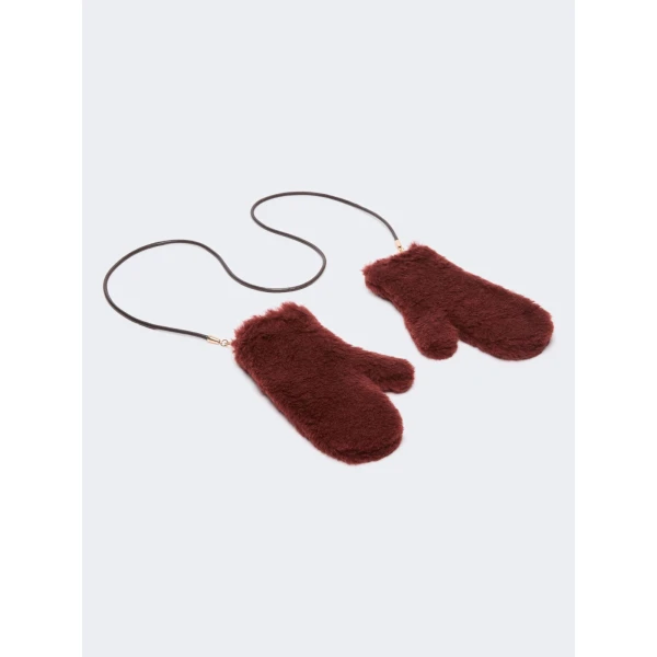 Max Mara Ombrato Alpaca and Wool Teddy Mittens in Rust | Gloves | Coveti