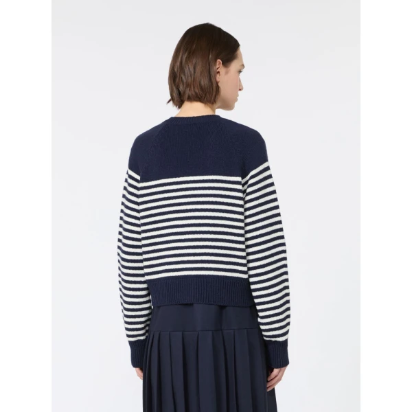 Max Mara Ombrosa Wool Cardigan in Navy | Cardigan | Coveti