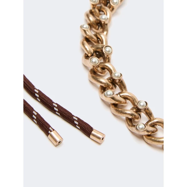 Max Mara Omelia Chain and Rope Choker Necklace in Gold | Necklace | Coveti