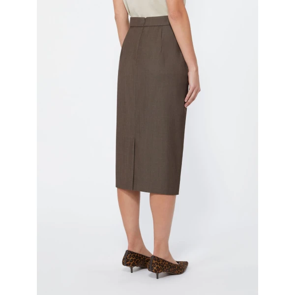 Max Mara Omelia Wool Gabardine Pencil Skirt in Tobacco | Pencil Skirts | Coveti