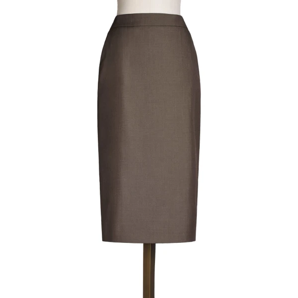 Omelia Wool Gabardine Pencil Skirt in Tobacco