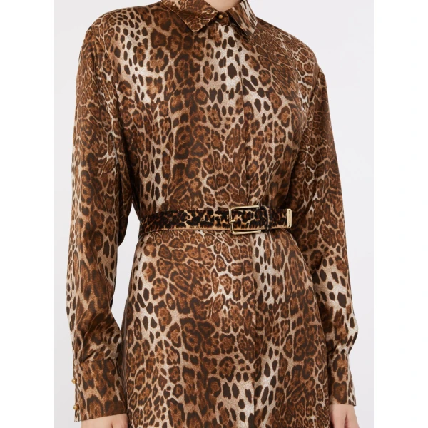 Max Mara Ometto Leopard-Print Pony Hair Belt in Camel | Belts | Coveti