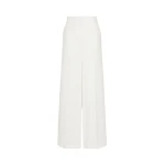 Max Mara Oncia Pique Jersey Wide-Leg Trousers in White | Wide leg pants | Coveti