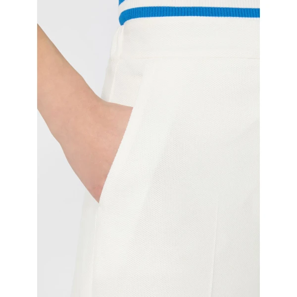Max Mara Oncia Pique Jersey Wide-Leg Trousers in White | Wide leg pants | Coveti