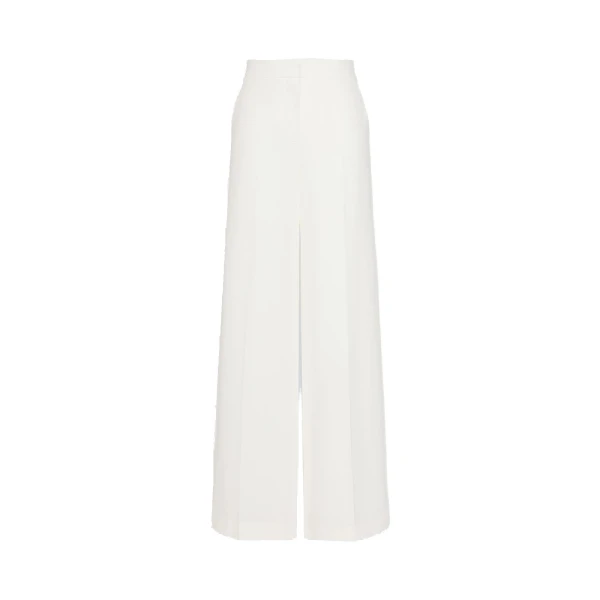 Oncia Pique Jersey Wide-Leg Trousers in White