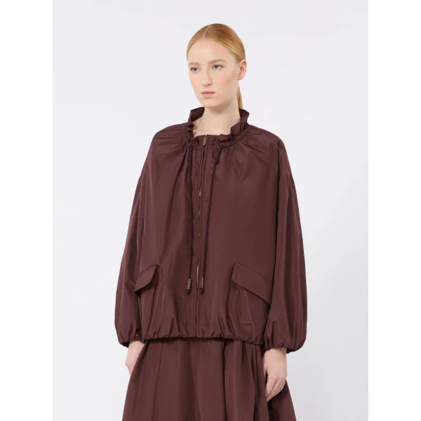 Max Mara Onde Water-Repellent Taffeta Bomber Jacket in Bordeaux | Jackets | Coveti