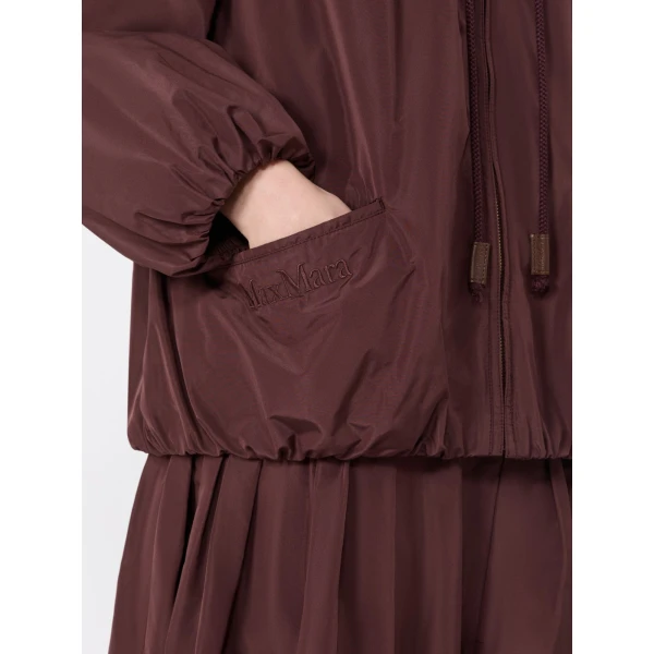 Max Mara Onde Water-Repellent Taffeta Bomber Jacket in Bordeaux | Jackets | Coveti
