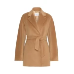 Max Mara Ondina Short Wool Beaver Cloth Robe Coat in Camel | Wool Coat | Coveti