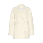 Max Mara Ondina Short Wool Beaver Cloth Robe Coat in White | Wool Coat | Coveti