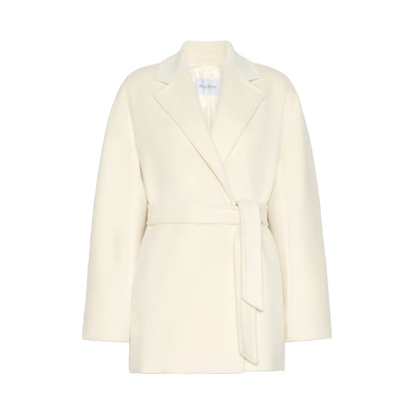 Ondina Short Wool Beaver Cloth Robe Coat in White