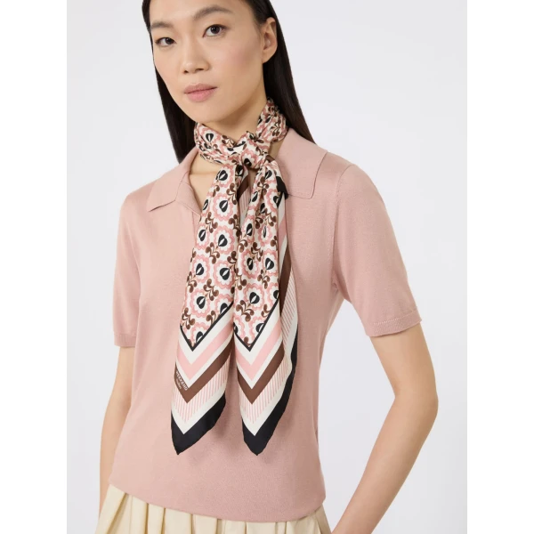 Max Mara Onesto Printed Silk Scarf in Ivory | Scarves | Coveti