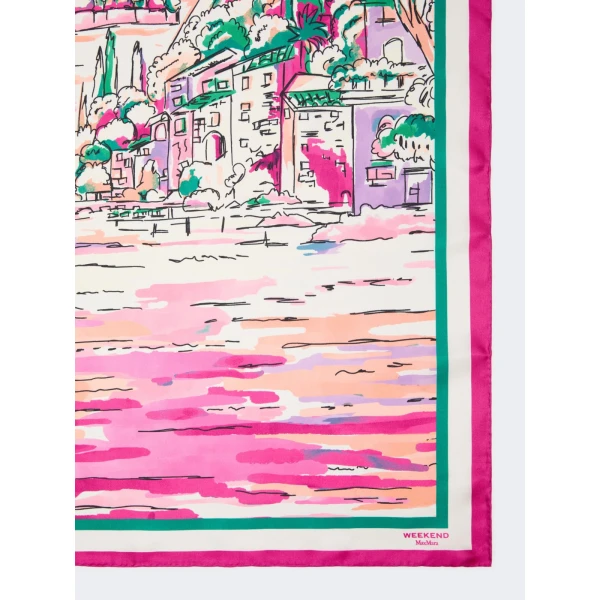 Max Mara Onesto Printed Silk Scarf in Pink | Scarves | Coveti