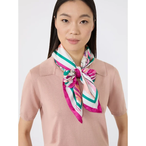 Max Mara Onesto Printed Silk Scarf in Pink | Scarves | Coveti