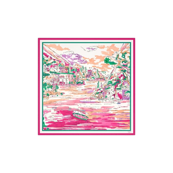 Onesto Printed Silk Scarf in Pink