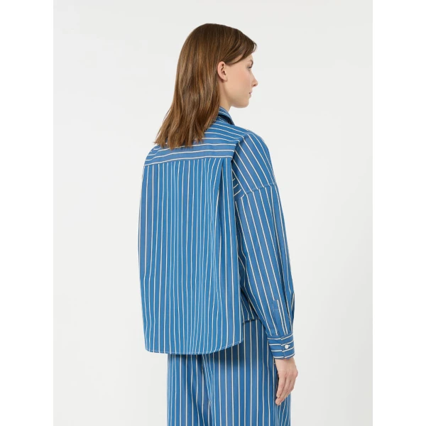 Max Mara Onore Striped Poplin Boxy Shirt in Cornflower Blue | Shirts | Coveti