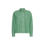 Max Mara Onore Striped Poplin Boxy Shirt in Green | Shirts | Coveti
