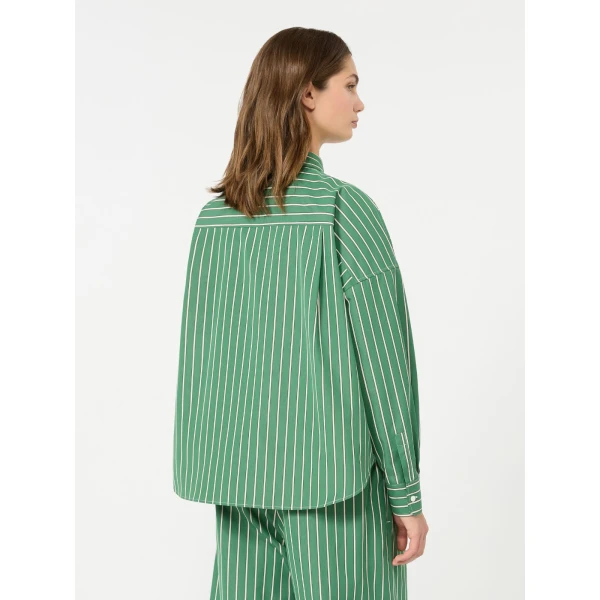 Max Mara Onore Striped Poplin Boxy Shirt in Green | Shirts | Coveti