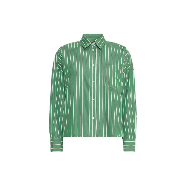 Max Mara Onore Striped Poplin Boxy Shirt in Green | Shirts | Coveti
