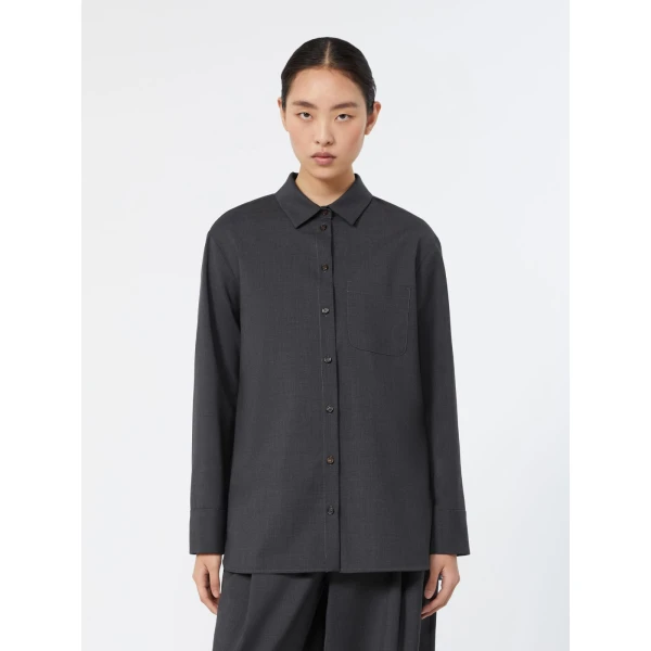 Max Mara Opera Woollen Cloth Shirt in Dark Grey | Shirts | Coveti
