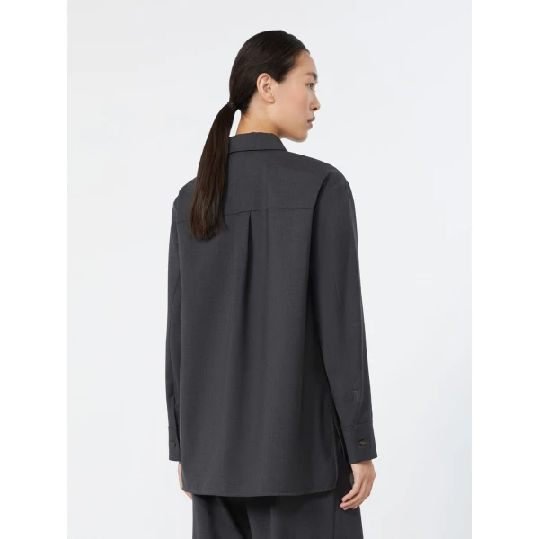 Max Mara Opera Woollen Cloth Shirt in Dark Grey | Shirts | Coveti