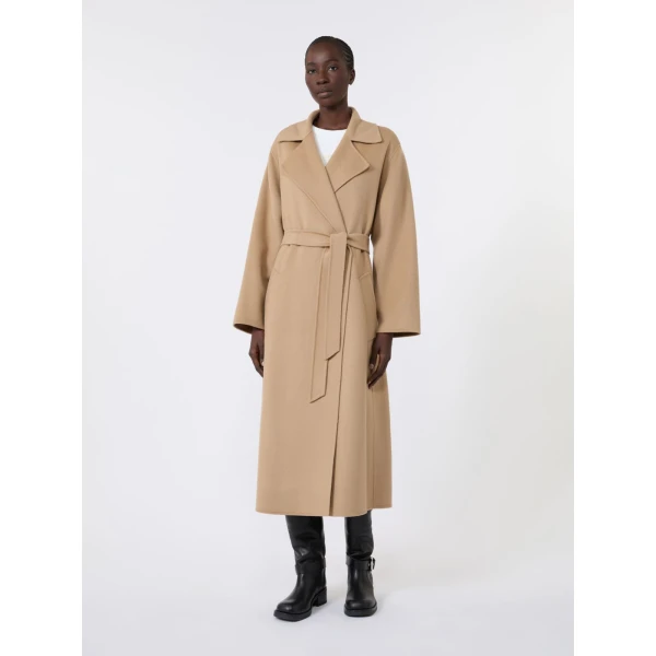Max Mara Operoso Double Wool-Blend Robe Coat in Camel | Wool Coat | Coveti
