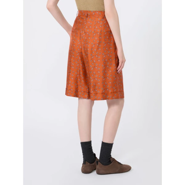 Max Mara Orario Printed Silk Twill Bermuda Shorts in Terra Cotta | Shorts | Coveti