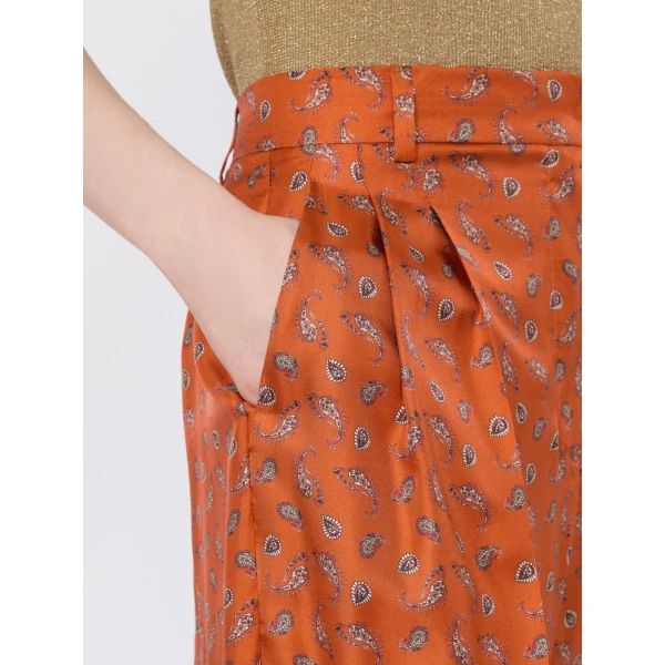 Max Mara Orario Printed Silk Twill Bermuda Shorts in Terra Cotta | Shorts | Coveti