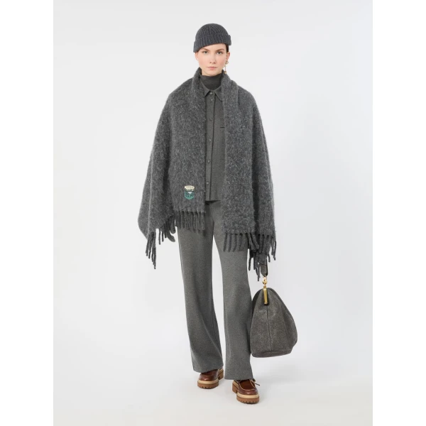 Max Mara Orata Jersey Straight Leg Trousers in Light Grey | Tailored pants | Coveti