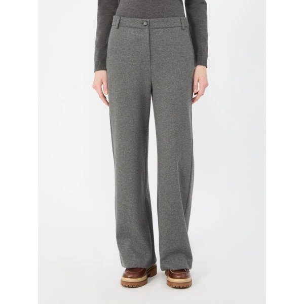 Max Mara Orata Jersey Straight Leg Trousers in Light Grey | Tailored pants | Coveti