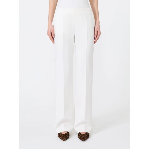 Max Mara Orata Slim-Fit Wool Cloth Trousers in White | Tailored pants | Coveti