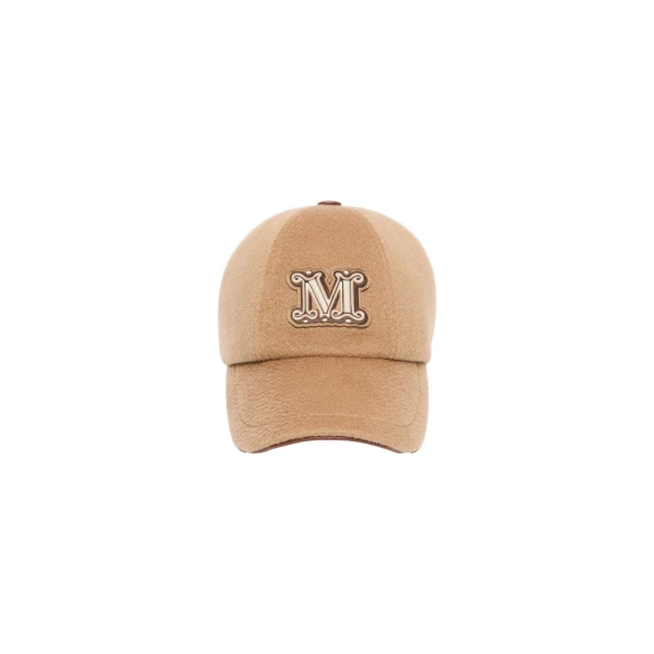Ordine Cashmere Double Drap Baseball Cap in Camel