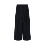 Max Mara Ordine Chalk-Stripe Wool Trousers in Midnight Blue | Wide leg pants | Coveti