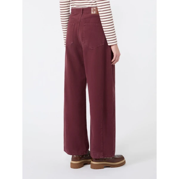 Max Mara Ordine Cotton Drill Barrel Leg Trousers in Bordeaux | Wide leg pants | Coveti